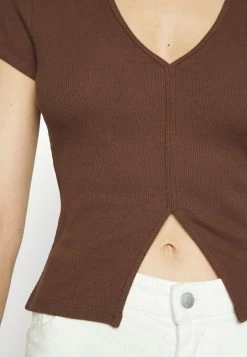 Abercrombie & Fitch SLEEVE PEEKABOO - Top - Dark Brown -Abercrombie & Fitch Shop 3c57965fc0e845b299f636abc0a36ce3