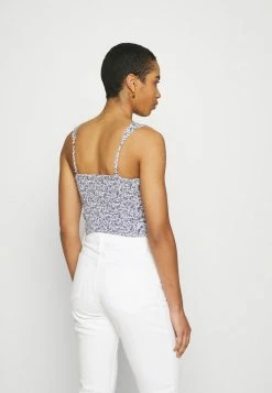 Abercrombie & Fitch PLEATED WIDE STRAP BUTTON THRU - Top - Blue/white -Abercrombie & Fitch Shop 3d9ac9ae5bf24972b37a4c2eeb49f6df