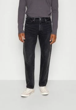 Abercrombie & Fitch STRAIGHT - Straight Leg Jeans - Washed Black