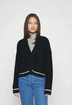 Abercrombie & Fitch FLUFFY TIPPED CARDI - Cardigan - Black Beauty