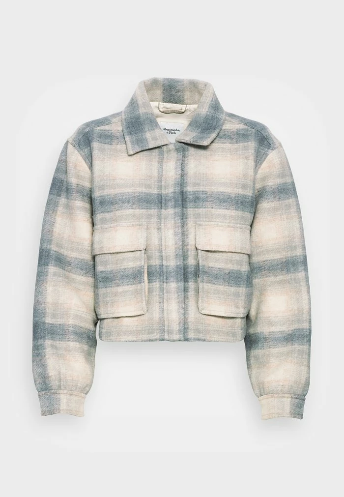 Abercrombie & Fitch SHACKET SHORT - Light Jacket - Cream/blue 4 Abercrombie & Fitch SHACKET SHORT - Light Jacket - Cream/blue - Image 4