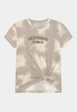 Abercrombie & Fitch KNOT FRONT TECH CORE PATTERN - Print T-shirt - Tan