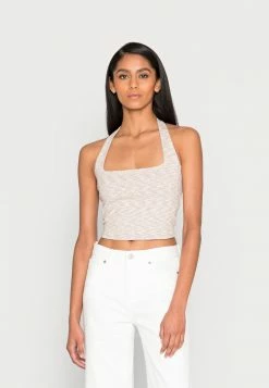 Abercrombie & Fitch BARE SEAMLESS HALTER TANK SPACE - Top - Beige