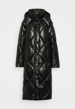 Abercrombie & Fitch QUILTED PUFF LONG - Winter Coat - Black