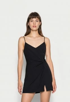 Abercrombie & Fitch DRAPED SLIP DRESS - Day Dress - Black Solid