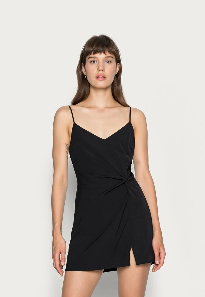 Abercrombie & Fitch DRAPED SLIP DRESS - Day Dress - Black Solid 1 Abercrombie & Fitch DRAPED SLIP DRESS - Day Dress - Black Solid