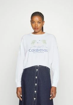 Abercrombie & Fitch WEDGE NON LOGO GRAPHIC CREW - Sweatshirt - Regular Bright White/calabsas