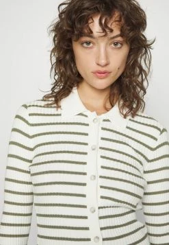 Abercrombie & Fitch BUTTON THROUGH CARDI - Cardigan - Jet Stream/green Stripe -Abercrombie & Fitch Shop 460b6db5dc91499db69d4a1cd6d05c35