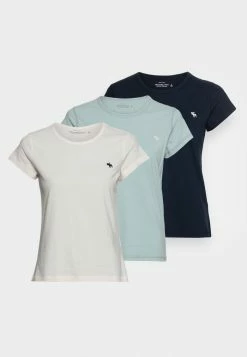 Abercrombie & Fitch 3 PACK - Basic T-shirt - Ether/jet Stream/navy