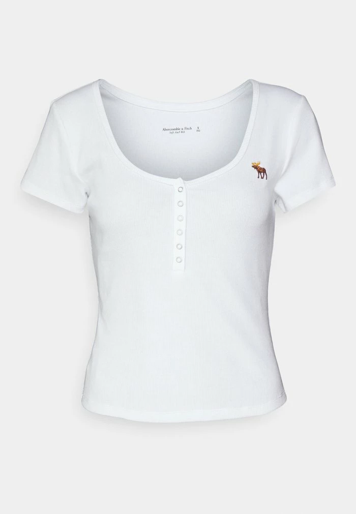 Abercrombie & Fitch ICON HENLEY - Basic T-shirt - White 1 Abercrombie & Fitch ICON HENLEY - Basic T-shirt - White