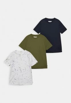 Abercrombie & Fitch CURVED HEM 3 PACK - Print T-shirt - White Splatter Multipack
