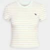 Abercrombie & Fitch ICON CREW BABY TEE STRIPE - Print T-shirt - White/desert Mist