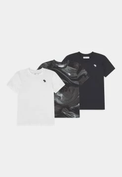 Abercrombie & Fitch CREW MALE 3 PACK - Print T-shirt - Black/white