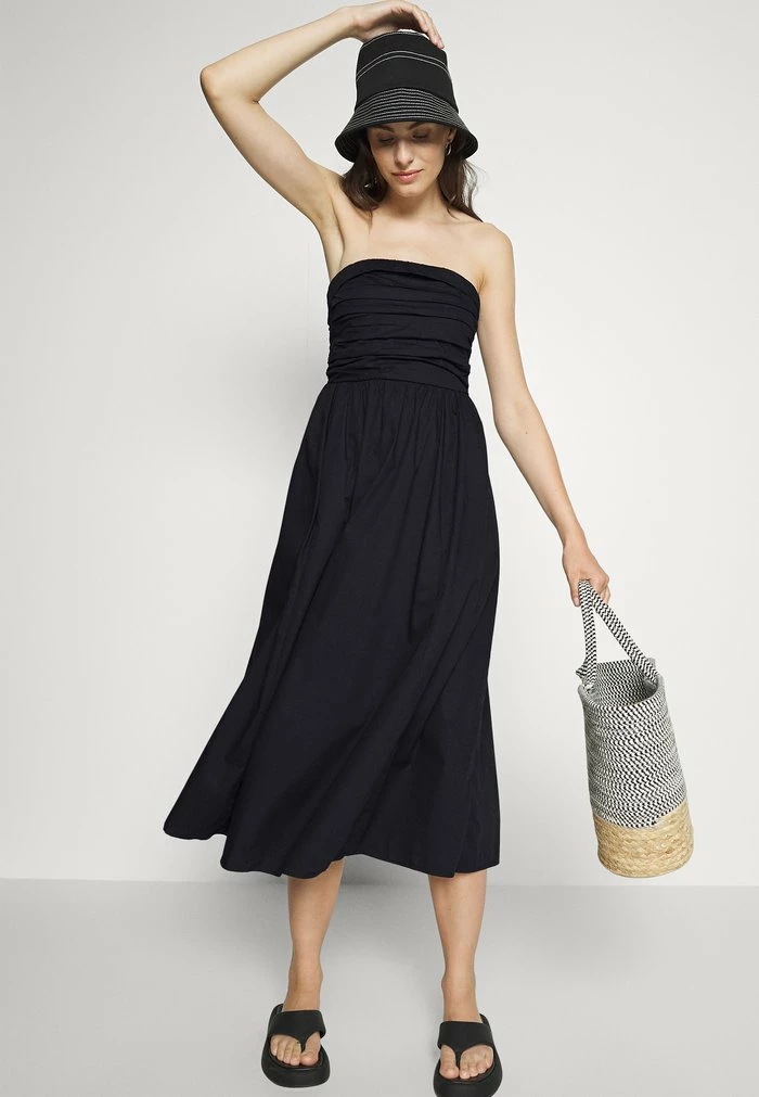 Abercrombie & Fitch STRAPLESS MIDI DRESS - Day Dress - Black 4 Abercrombie & Fitch STRAPLESS MIDI DRESS - Day Dress - Black - Image 4