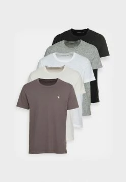 Abercrombie & Fitch ESSENTIAL 5er MULTIPACK NEUTRAL - Basic T-shirt - White/beige/heather/grey/black -Abercrombie & Fitch Shop 51d83136e61c48308d8595c5bd086ca4