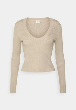 Abercrombie & Fitch SCOOP NECK LONG SLEEVE - Jumper - Simply Taupe -Abercrombie & Fitch Shop 529ef61466a4407a871c563ef1bd7e2a