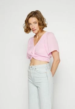 Abercrombie & Fitch KNOT FRONT FLUTTER - Print T-shirt - Pink Lavendar