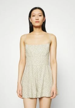 Abercrombie & Fitch FRONT RUCHED ROMPER - Jumpsuit - Green Leaf Print