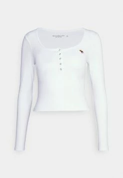 Abercrombie & Fitch ICON HENLEY - Long Sleeved Top - Brilliant White -Abercrombie & Fitch Shop 5421e6125f804b148dd7e4a46cc46d11
