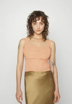 Abercrombie & Fitch BARE SLIM SHEER RUCHED - Top - Brown