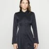 Abercrombie & Fitch FRONT SHEER MIDI - Shirt Dress - Black