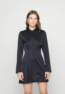 Abercrombie & Fitch FRONT SHEER MIDI - Shirt Dress - Black
