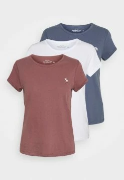 Abercrombie & Fitch SEASONAL 3 PACK - Basic T-shirt - Navy/white/red