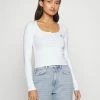 Abercrombie & Fitch ICON HENLEY - Long Sleeved Top - Brilliant White