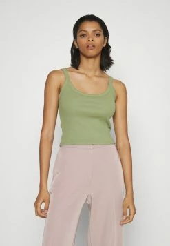 Abercrombie & Fitch RIB BIND TANK - Top - Olive