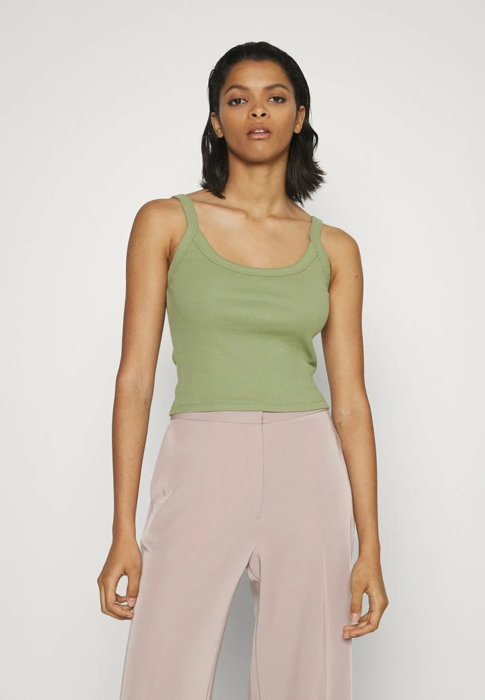 Abercrombie & Fitch RIB BIND TANK - Top - Olive 1 Abercrombie & Fitch RIB BIND TANK - Top - Olive