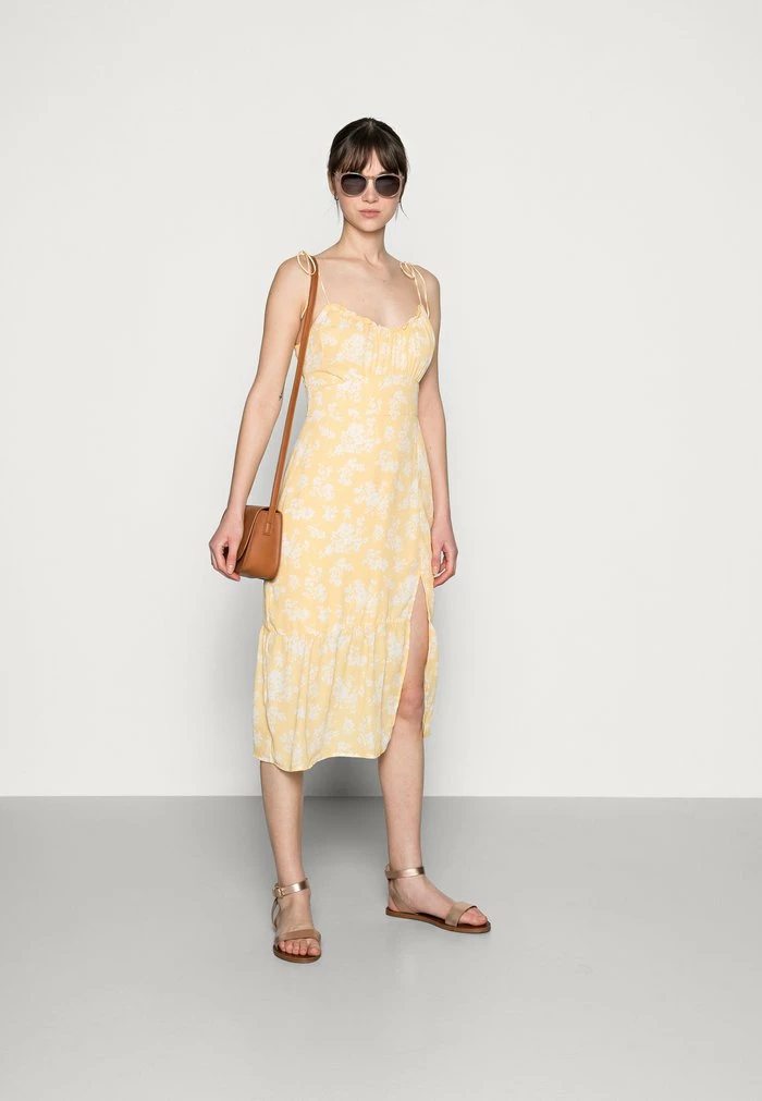 Abercrombie & Fitch SMOCKED BODICE MIDI DRESS - Day Dress - Yellow 2 Abercrombie & Fitch SMOCKED BODICE MIDI DRESS - Day Dress - Yellow - Image 2