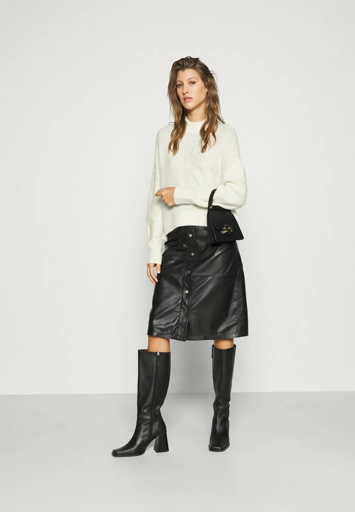 Abercrombie & Fitch CABLE WEDGE MOCK - Jumper - Cream 2 Abercrombie & Fitch CABLE WEDGE MOCK - Jumper - Cream - Image 2