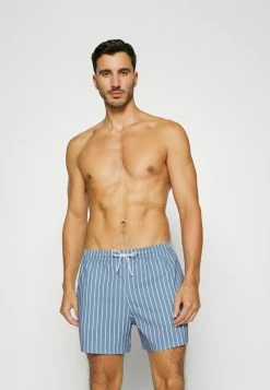 Abercrombie & Fitch RELAXED LINERLESS STRIPE - Swimming Shorts - Blue