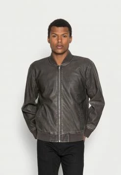 Abercrombie & Fitch DISTRESSED - Faux Leather Jacket - Black