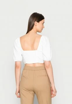 Abercrombie & Fitch TIE FRONT PUFF - Blouse - Brilliant White -Abercrombie & Fitch Shop 5d4ae4e1f8f14e49b90a5d1a99e32662