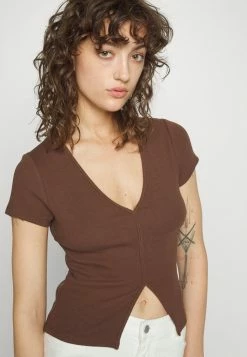 Abercrombie & Fitch SLEEVE PEEKABOO - Top - Dark Brown -Abercrombie & Fitch Shop 5ef3d560287f4c2e9355c2a740ab2dbb