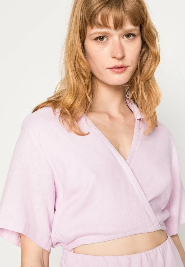 Abercrombie & Fitch WRAP FRONT FAUX SET - Day Dress - Pink Solid 5 Abercrombie & Fitch WRAP FRONT FAUX SET - Day Dress - Pink Solid - Image 5