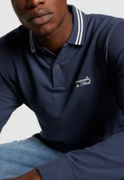 Abercrombie & Fitch ANNIVERSARY POLO - Long Sleeved Top - Navy -Abercrombie & Fitch Shop 5fd9faa74a4b4ac9940a55acaa114d03