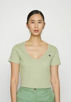 Abercrombie & Fitch V NECK MULTIPACK 3PACK - Basic T-shirt - White/seagrass/black -Abercrombie & Fitch Shop 6064354d79b7428d9d26536a177b3b47