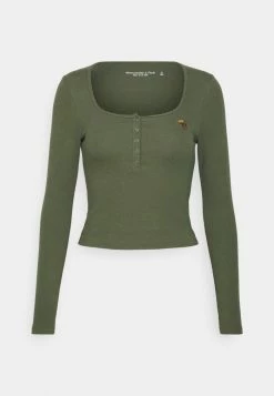 Abercrombie & Fitch ICON HENLEY - Long Sleeved Top - Thyme -Abercrombie & Fitch Shop 60652775af844a999d8f592bf99cecbe