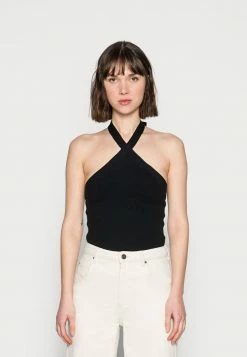 Abercrombie & Fitch TWIST HALTER BODYSUIT - Top - Black