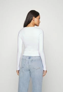 Abercrombie & Fitch ICON HENLEY - Long Sleeved Top - Brilliant White -Abercrombie & Fitch Shop 6277623489264bd989a99a69453d8897