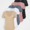 Abercrombie & Fitch 5 PACK - Basic T-shirt - White/tan/rose/blue/black