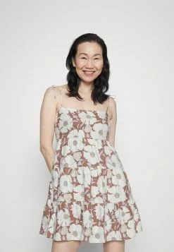 Abercrombie & Fitch TIE STRAP TRAPEZE MINI DRESS - Day Dress - Brown