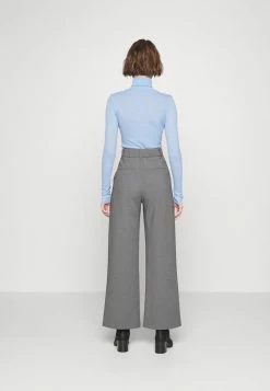 Abercrombie & Fitch TAILORED MENSWEAR WIDE LEG - Trousers - Grey -Abercrombie & Fitch Shop 687d483b1af541c892fe412ff44eaa27