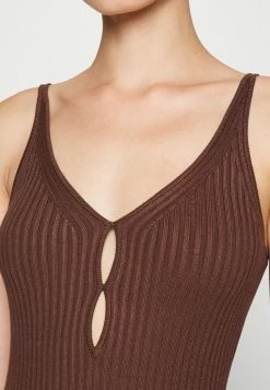 Abercrombie & Fitch BARE KEYHOLE MIDI - Jumper Dress - Cappuccino With White Tipping -Abercrombie & Fitch Shop 6911189cf8de442d8c4fbb510353ac06