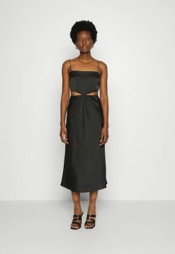 Abercrombie & Fitch PARTY WOVEN MIDI - Cocktail Dress / Party Dress - Black Solid