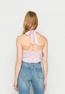Abercrombie & Fitch BARE SCARF HALTER - Top - Pink Check -Abercrombie & Fitch Shop 6c39afd6962444e380b50f36102b77fc