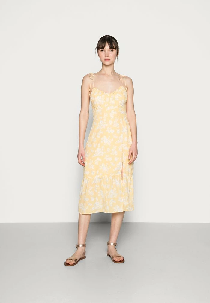 Abercrombie & Fitch SMOCKED BODICE MIDI DRESS - Day Dress - Yellow 1 Abercrombie & Fitch SMOCKED BODICE MIDI DRESS - Day Dress - Yellow