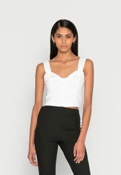 Abercrombie & Fitch BARE SLIM BUTTON THRU POPLIN - Top - White